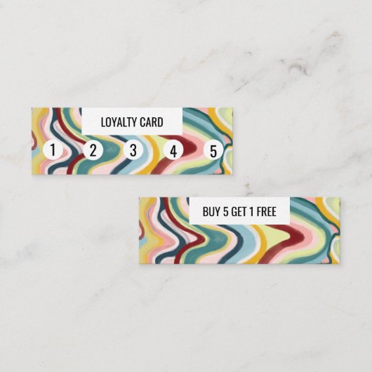 波形カラフルストライプミニマルカッコいいリストカーブ5 ロイヤリティカード (正面/裏面)