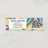 波形カラフルストライプミニマルクールQRコード スキニー名刺 (裏面)