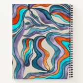 波形スクリプトブルー名Groovyレトロ新学期 ノートブック (裏面)