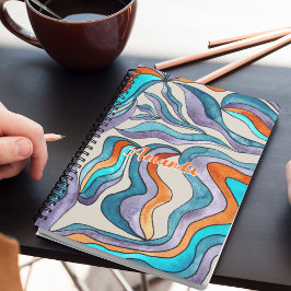 波形スクリプトブルー名Groovyレトロ新学期 ノートブック