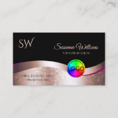 波形バラ金ゴールドデコールブラック（ロゴとモノグラム付き） 名刺 (正面)