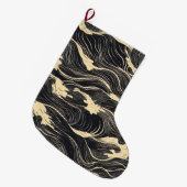 波形パターン沿岸スタイル ラージクリスマスストッキング (正面 (吊り時))