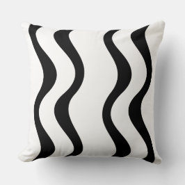 波形パターン白黒 – 装飾用クッション クッション