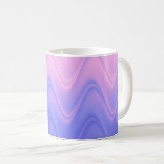 波形ピンクパープル抽象芸術 コーヒーマグカップ (正面右)