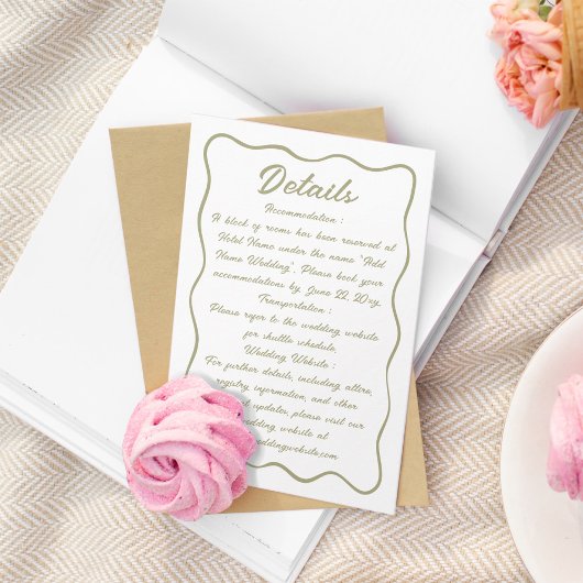 波形フレームスクリプト白ライトオリーブ緑 エンクロージャーカード