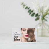 波形ブラウンヘア、美容師、ヘアサロン 名刺 (スタンド正面)