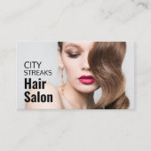 波形ブラウンヘア、美容師、ヘアサロン 名刺 (正面)
