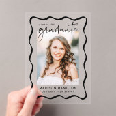 波形モダンアクリル卒業発表 アクリル招待状 (インサイチュ (ポータブル))