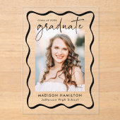 波形モダンアクリル卒業発表 アクリル招待状 (正面)