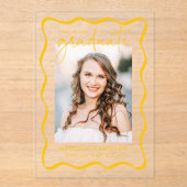 波形モダンアクリル卒業発表 アクリル招待状 (正面)