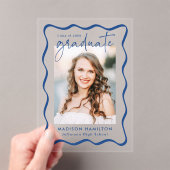 波形モダンアクリル卒業発表 アクリル招待状 (インサイチュ (ポータブル))