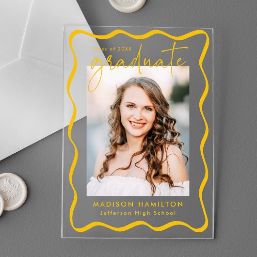 波形モダンアクリル卒業発表 アクリル招待状