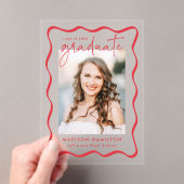 波形モダンアクリル卒業発表 アクリル招待状 (インサイチュ (ポータブル))