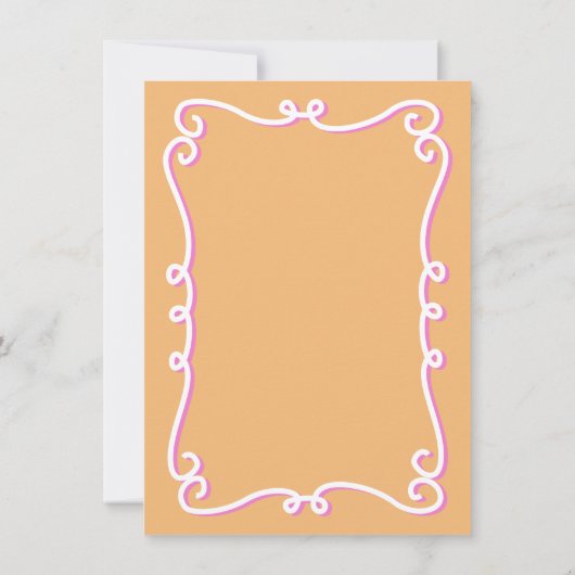 波形モダンドードルピンクオレンジブライダルシャワー 招待状 (裏面)