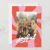 波形モダンフレームのカスタマイズ可能なカラー写真ピンク+赤 シーズンカード (正面)