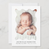 波形モダンフレーム2フォト誕生 案内状 (正面)