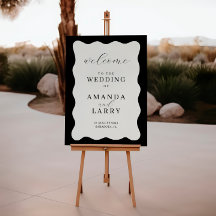 波形モダンブラックとクリー結婚ムのウェルカムサイン