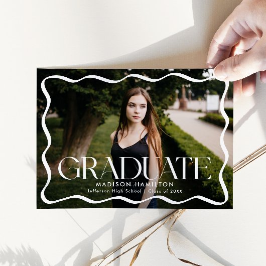 波形モダン卒業生2写真卒業 案内状