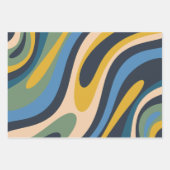 波形ループ数々のカラーレトロ抽象芸術パターン ラッピングペーパーシート (正面3)