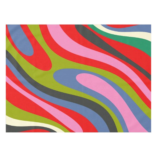 波形ループ数々のカラーレトロ抽象芸術最大主義者 テーブルクロス (正面(横))