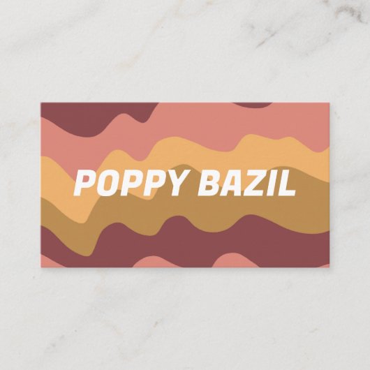 波形自然ストライプミニマルはっきりしたリスピンク金ゴールド 名刺 (正面)