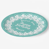 波形誕生日90ティール（緑がかった色）乱数パターン ペーパープレート (アングル)