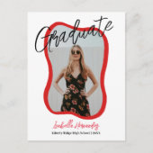 波打ち手書き卒業発表葉書 案内ポストカード (正面)