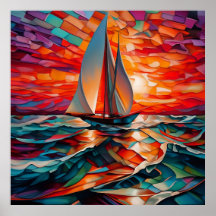 波打った海を帆船が滑走する