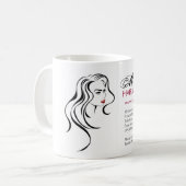 波打った髪とメイクアップアイコンを持つ素敵な女の子 コーヒーマグカップ (正面左)