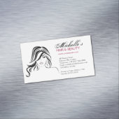 波打った髪とメイクアップアイコンを持つ素敵な女の子 マグネット名刺 (インサイチュ)