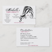 波打った髪とメイクアップアイコンを持つ素敵な女の子 名刺 (正面/裏面)