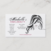 波打った髪とメイクアップアイコンを持つ素敵な女の子 名刺 (正面)