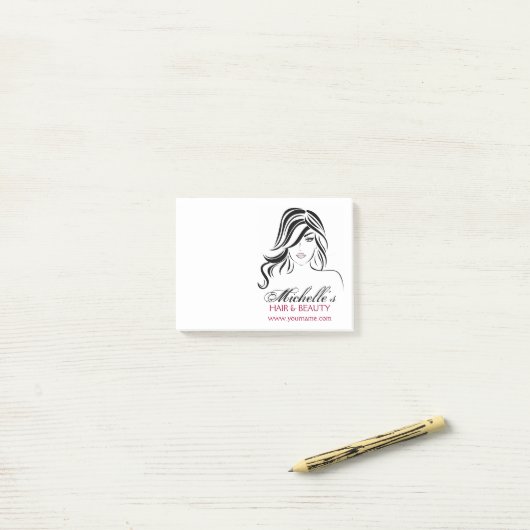 波打った髪と化粧のアイコン ポストイット (デスク上)