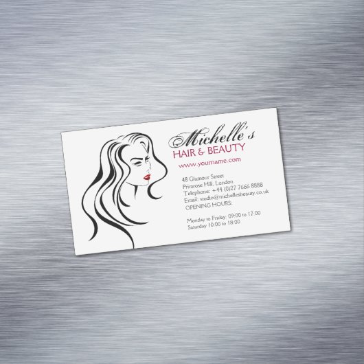 波打った髪と化粧のアイコン マグネット名刺 (インサイチュ)