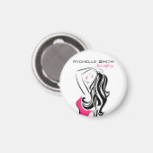 波打った髪の美しい少女ヘアスタイリングブランディング マグネット (正面/裏面)