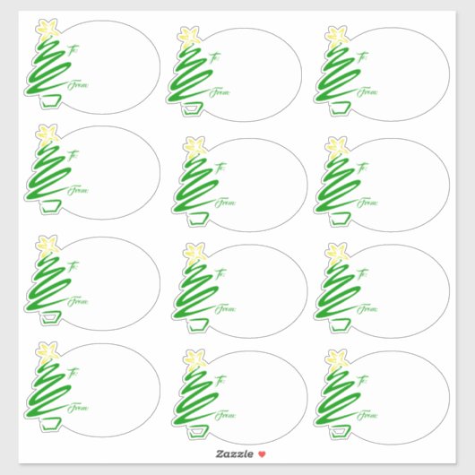 波打つ木のギフトタグ シール (シート)
