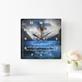 波打つ水の中のイエス箴言3:5 スクエア壁時計 (ホーム)