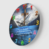 波打つ水の中のイエス箴言3:5 ラージ壁時計 (傾斜)