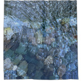 波打つ水、小川、蒸気、水中石 シャワーカーテン (正面)