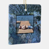 波打つ水、小川、蒸気、水中石 セラミックオーナメント (右)