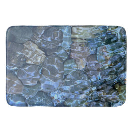 波打つ水、小川、蒸気、水中石 バスマット
