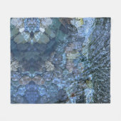 波打つ水、小川、蒸気、水中石 フリースブランケット (正面(横))