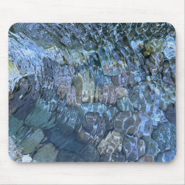 波打つ水、小川、蒸気、水中石 マウスパッド
