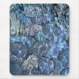波打つ水、小川、蒸気、水中石 マウスパッド