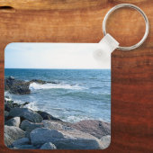 波打つ波のある大西洋海の写真 キーホルダー (裏面)