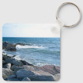 波打つ波のある大西洋海の写真 キーホルダー (裏面)