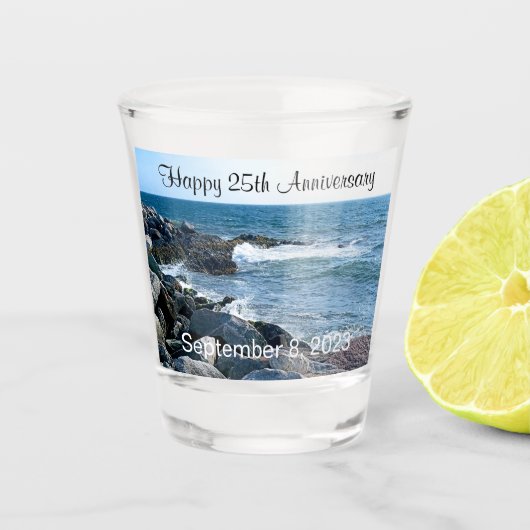 波打つ波のある大西洋海の写真 ショットグラス (正面)