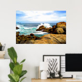 波打つ海岸線の岩 ポスター (ホームオフィス)