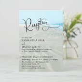 波打つ砂浜とアクアブルーの海でのウェディングレセプション 招待状 (スタンド正面)