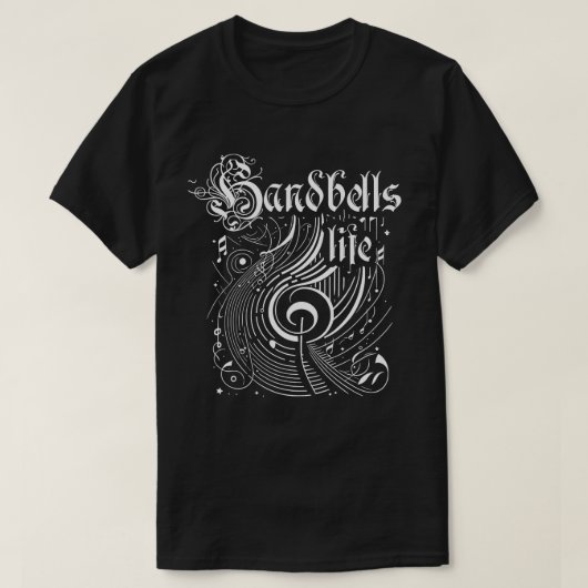 波打つ音楽ハンドベルライフ Tシャツ (デザイン正面)
